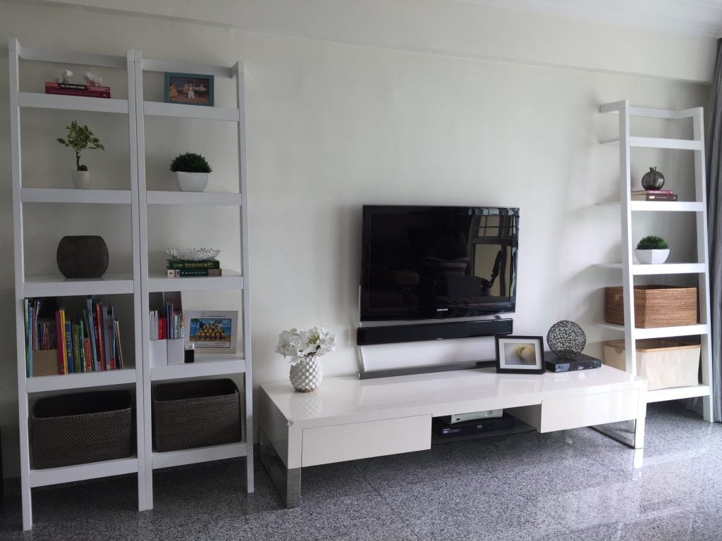 Crate-and-Barrel Sawyer White Leaning Bookcases