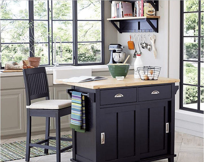 Kitchen Island with Drop-Down Leaf