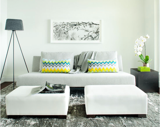 Minimalist White Leather Ottoman