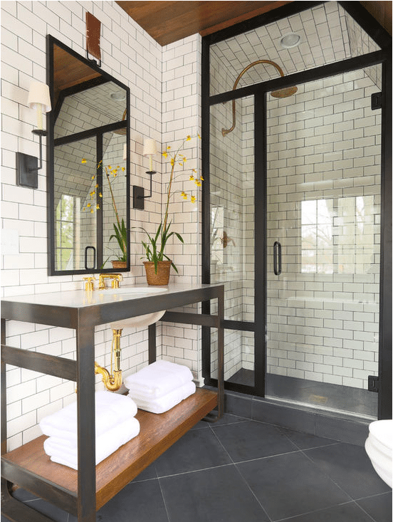 Open Vanity with Gold-Finished Faucet