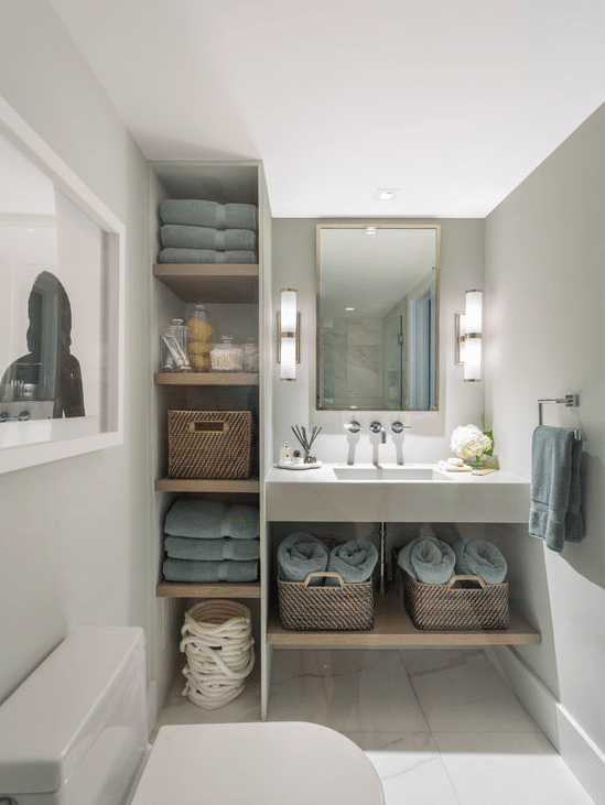 Wall-Mounted Sink with Built-In Storage