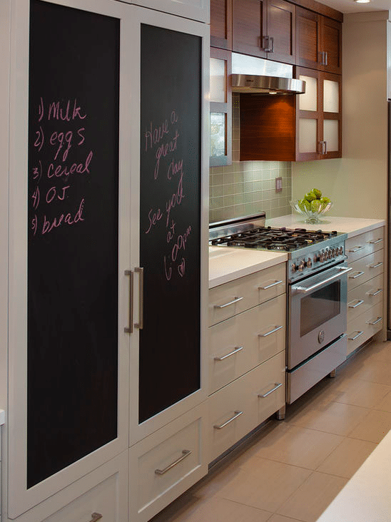 Chalkboard-Painted Cabinet Doors