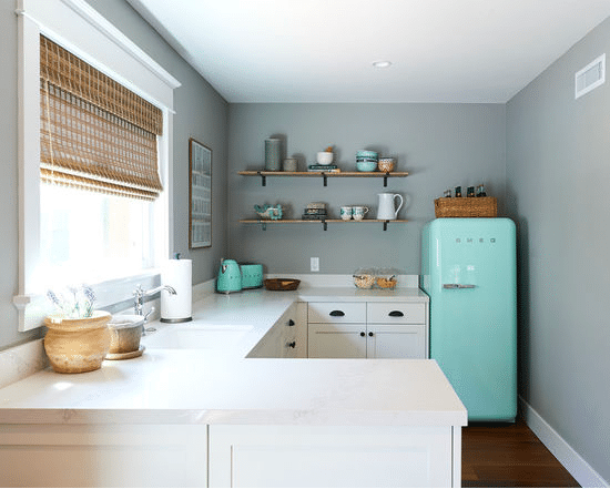 50's Retro Style Toaster + Kettle + Fridge, Single Door (Pastel Green)