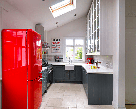 50's Retro Style Fridge, Double Door (Red)