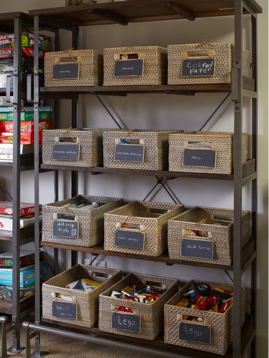 Rattan Storage Basket w/Chalkboard Label