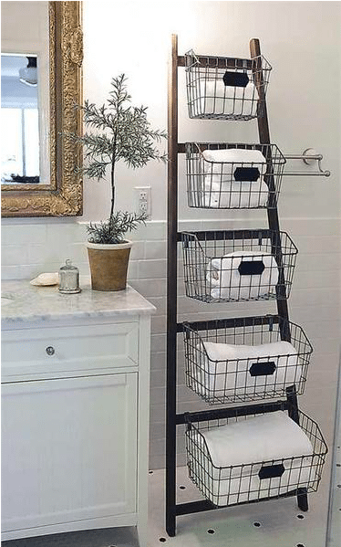 Ladder with Wire Baskets