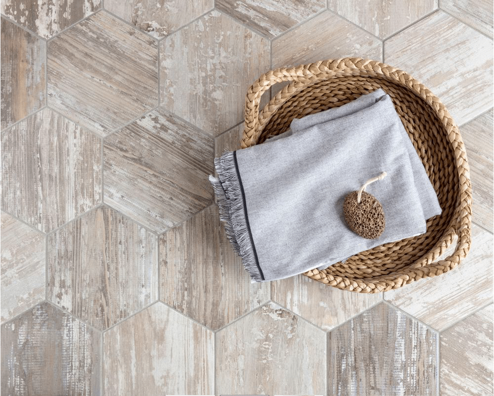 Suomi Grey Wood Look Hex Porcelain Floor Tile