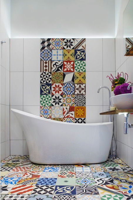 Bathroom Floor and Wall Cement Tile