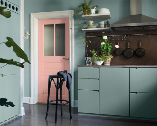 Millennial Pink Door in Kitchen