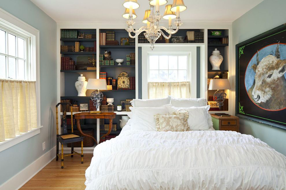 Built-In Shelving Around the Bed