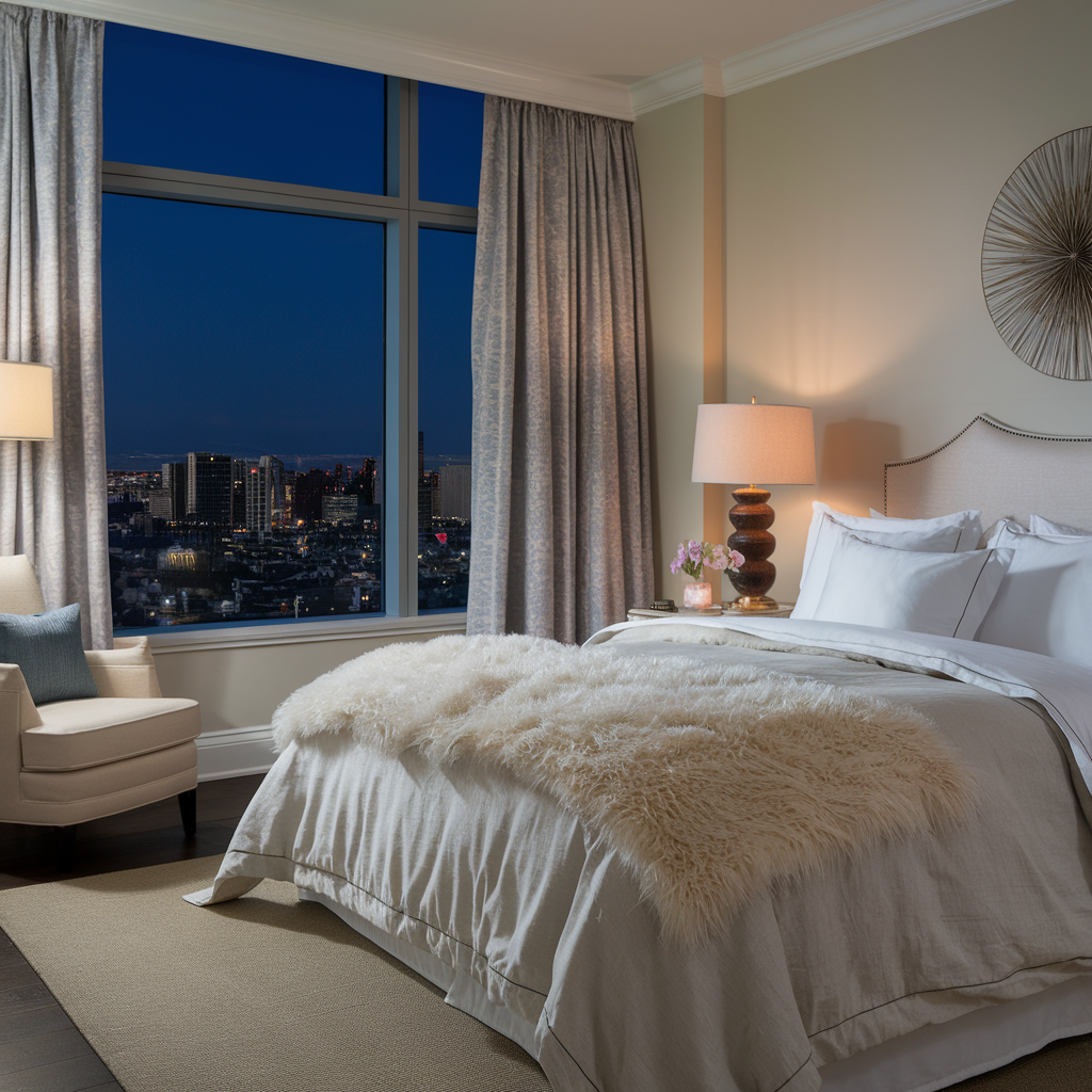 master bedroom with city night view