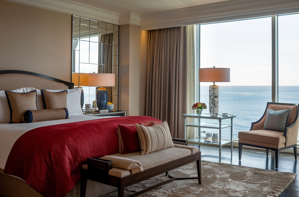 sea view bedroom that looks like hotel